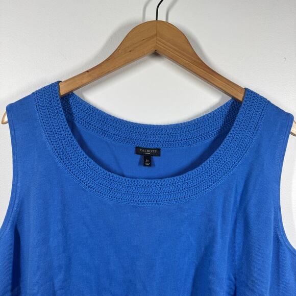 Talbots Top Women 3X Blue Plus Size Sweater Vest Spring Knit Preppy Minimal - Picture 3 of 8